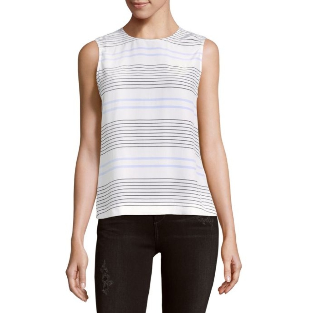 Equipment Striped Sleeveless Silk Top
